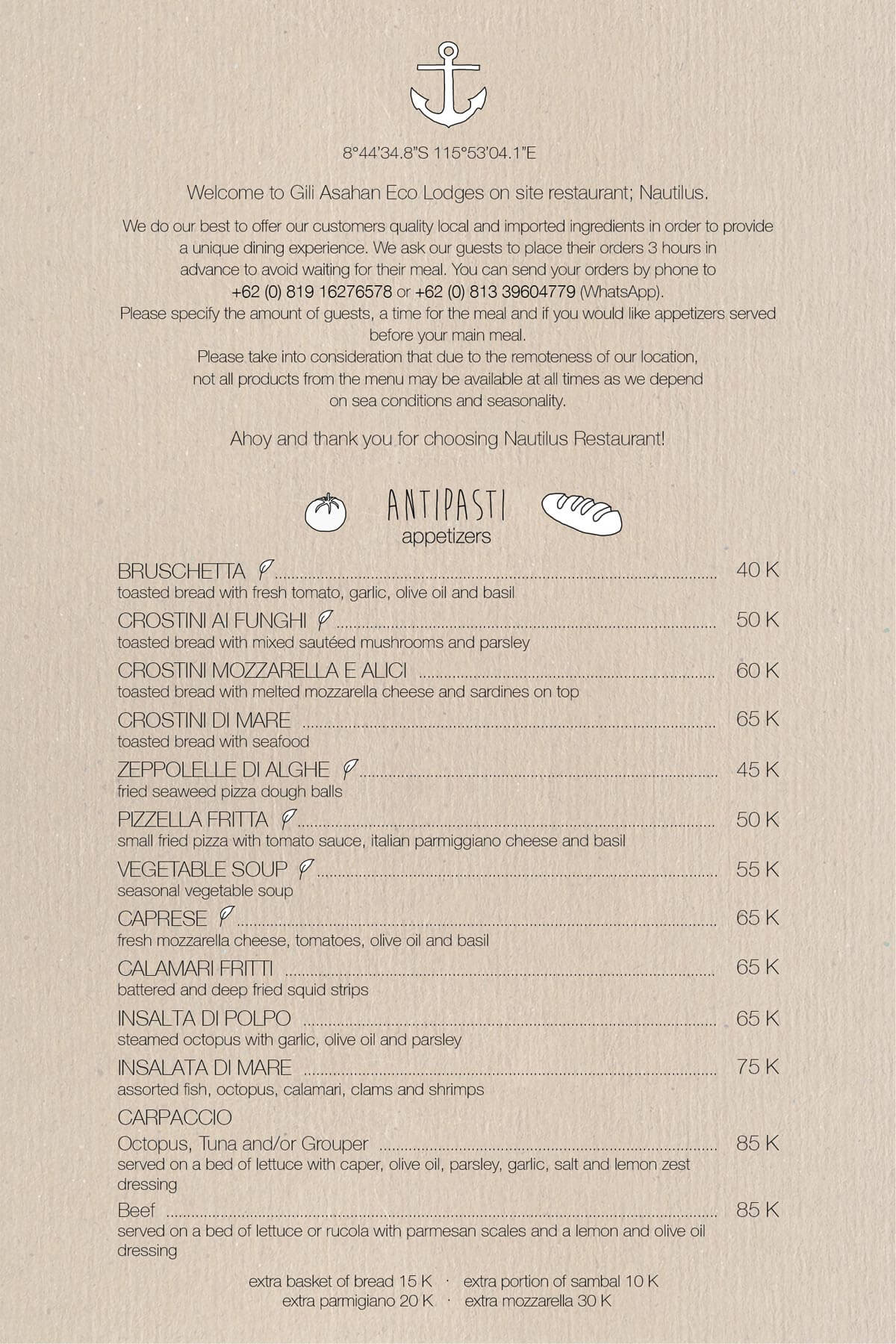 Gili-Asahan-Eco-Lodge-Nautilus-Restaurant-Menu Gili Asahan Eco Lodge & Restaurant Nautilus Menu Italian Food